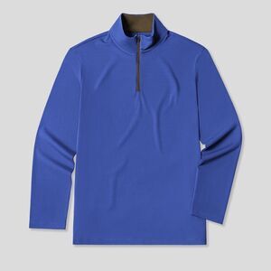 FIOBOC SmoothBlend Slim Fit Half Zip Mock Neck Tee: Zip Contrast Color Size XL